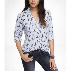Express Portofino Dragonfly Print Shirt sz M